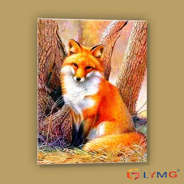 Dimanta mozaīka 5d 40x30cm (45x35cm) lapsa, koki