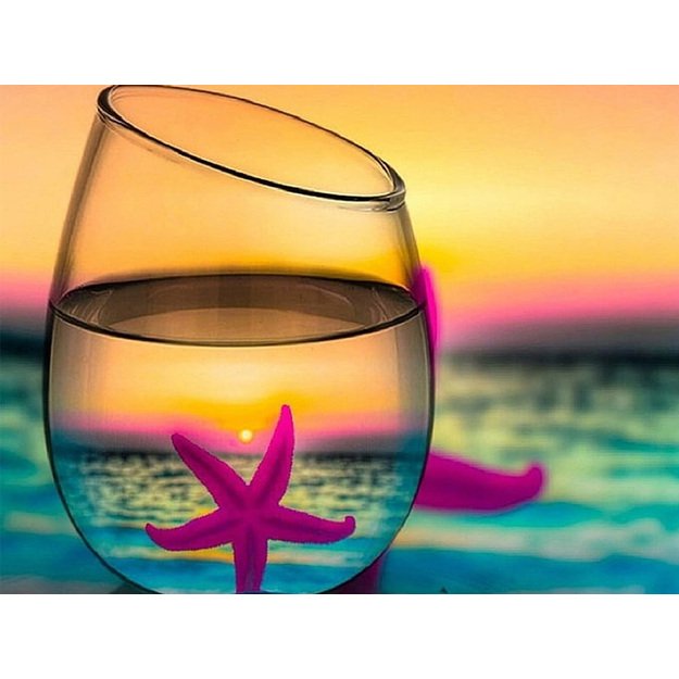 5D diamond painting set 30x30cm (35x35cm) vase, coast