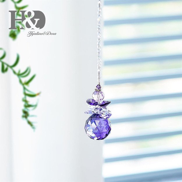 Kristāla saules ķērājs ar kristāla lāsi – piekarināma logu rotājuma dekorācija - kristāls H&D