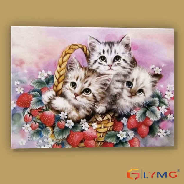 Diamond Painting 5D 40x30cm (45x35cm) Three Kittens in Basket