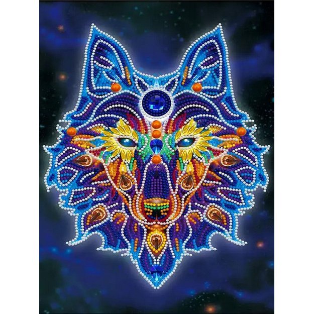 Glow-in-the-dark diamond painting 30x40cm wolf