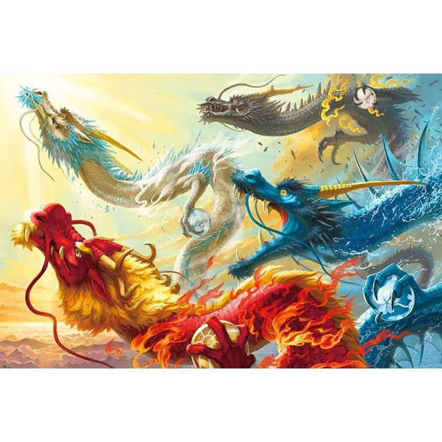Diamond Painting 5D 30x45cm (35x50cm) Four Colorful Dragons – Elemental Energy