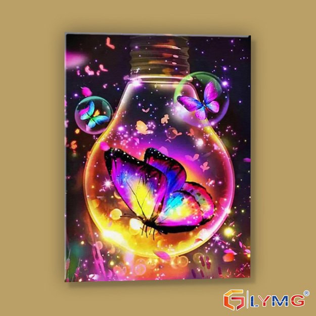 5D diamond painting set 30x40cm (35x45cm) butterfly, light lamp