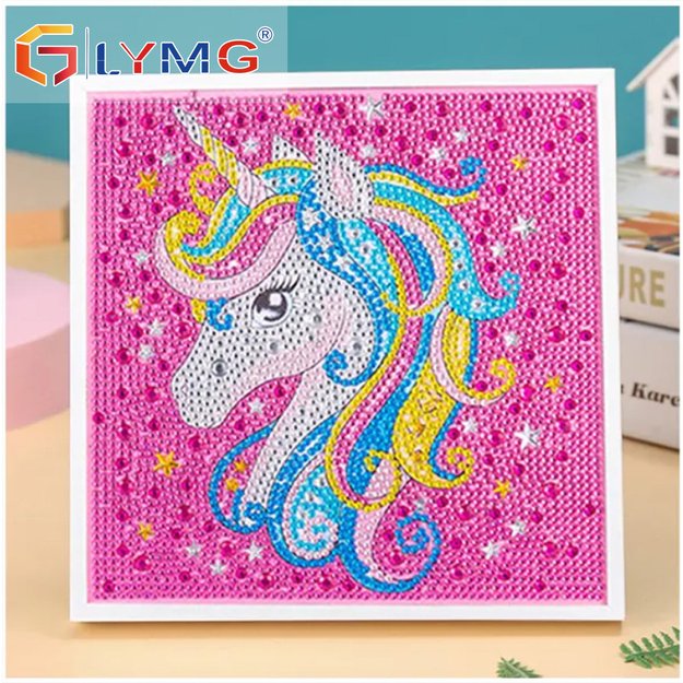 5D diamond painting set 19.2x19.2x2.5cm, with frame, unicorn
