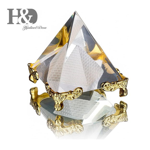 Crystal Pyramid with Golden Legs – Elegant Home Decor and Gift Idea - crystal H&D