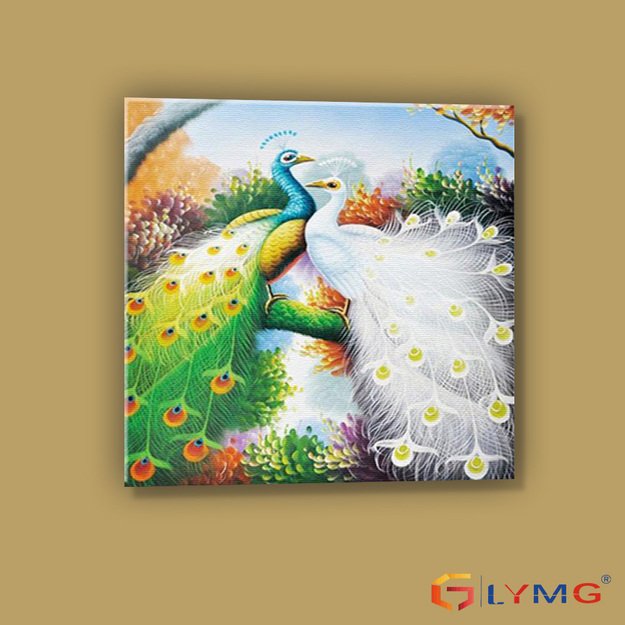 Dimanta mozaīka 5D 30x30 cm (35x35 cm) divi pāvi