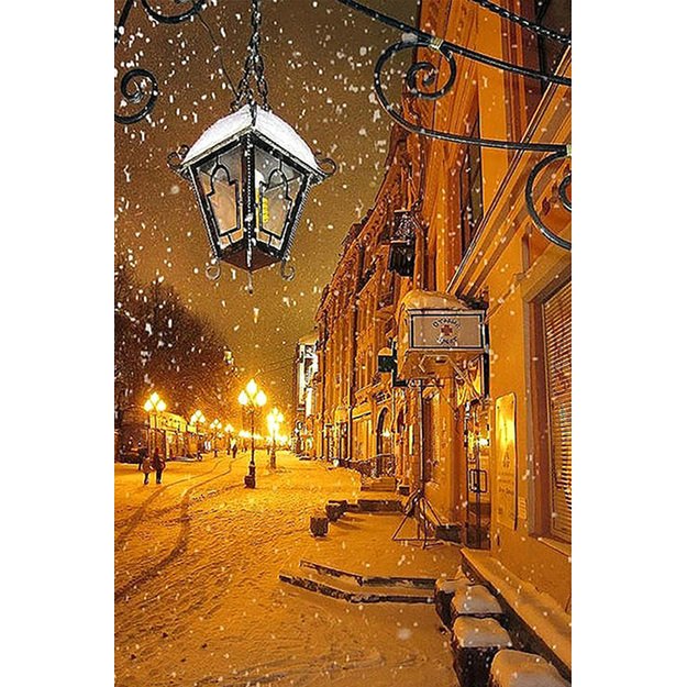 Diamond Painting 5D 30x45cm (35x50cm) Winter Old Town Street with Lights