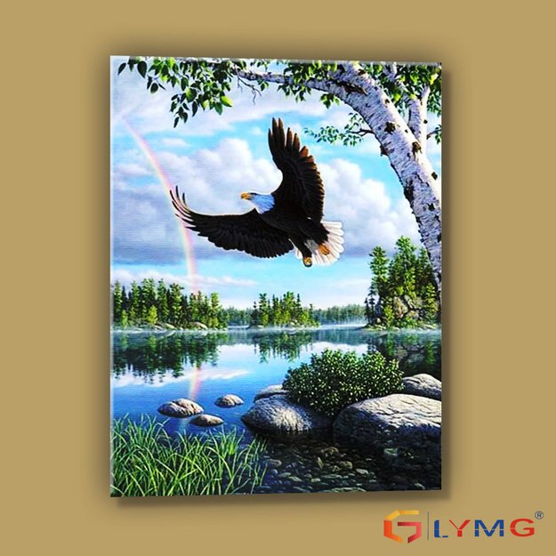 Diamond painting 5D 30x40 cm (35x45 cm) eagle, rainbow