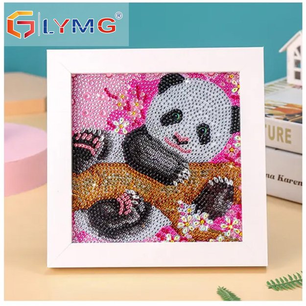 Dimanta mozaīka 5d 15x15cm, ar rāmīti, pandi