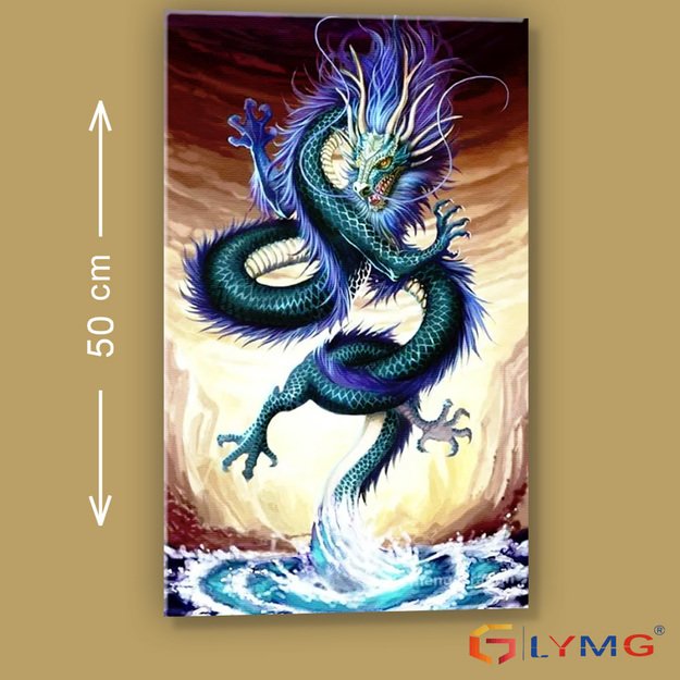Diamond Painting 5D 30x50cm (35x55cm) Water Dragon – Rising Elemental Power