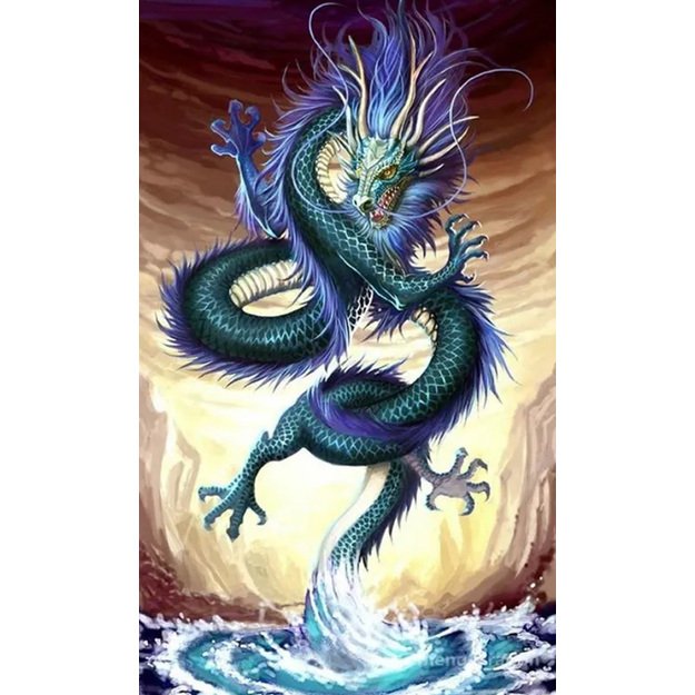 Diamond Painting 5D 30x50cm (35x55cm) Water Dragon – Rising Elemental Power