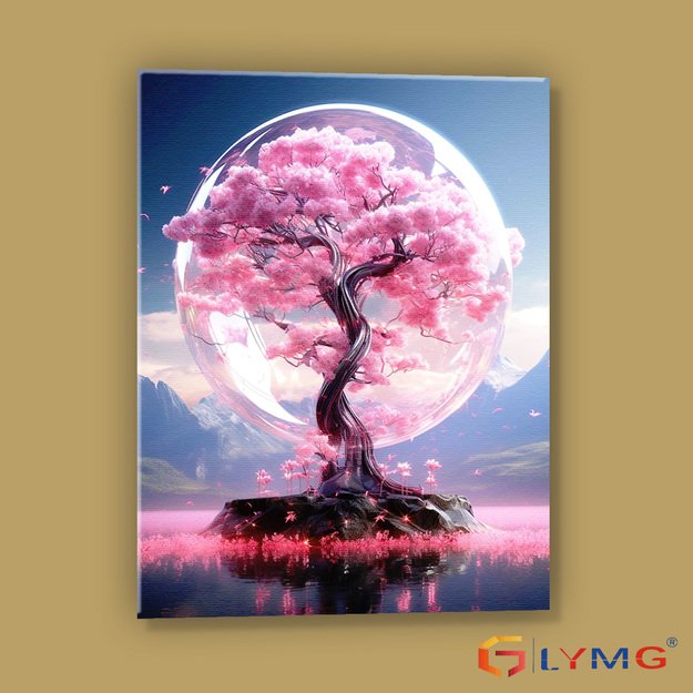 Diamond Painting 5D 30x40cm (35x45cm) Blooming Tree in Glass Sphere