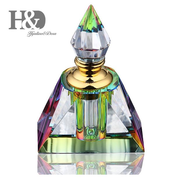 Grezns kristāla smaržu flakons ar zelta imitāciju – H&D dekoratīvs trauks aromātiem (2 ml)