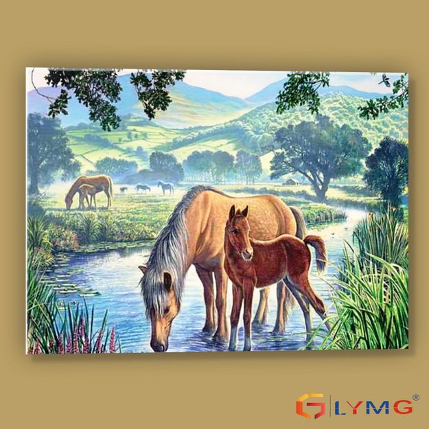 Diamond Painting 5D 30x40cm (35x45cm) Grazing Horses
