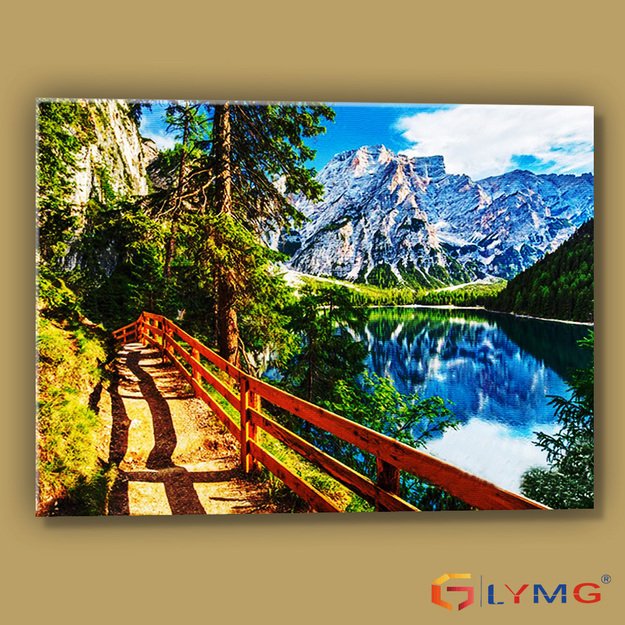 Dimanta mozaīka 5D 40x30cm (45x35cm) kalnu taka pie ezera