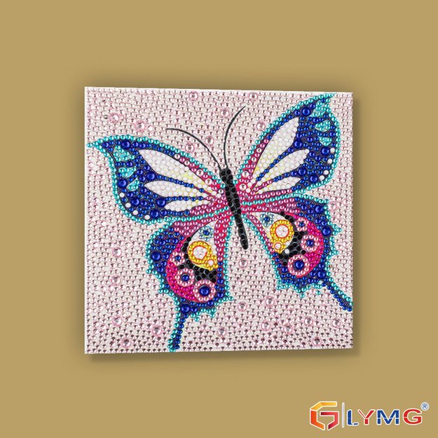 Dimanta mozaīka 5D 15x15cm (18x18cm) krāsains tauriņš