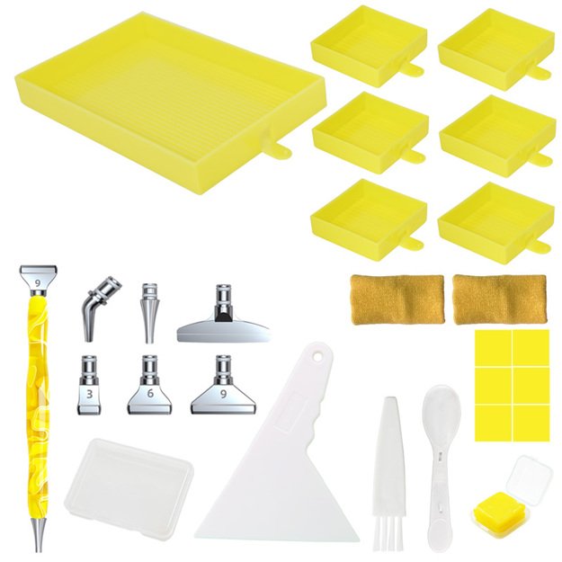 Diamond Painting Tool Kit with Yellow Trays and Pen (Applicator)