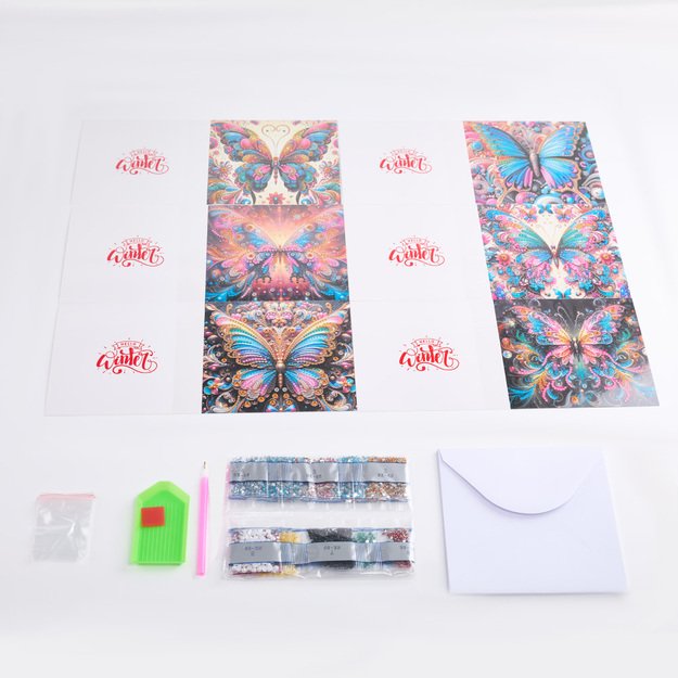 Diamond Painting Greeting Card Kit (6 pcs) “Butterfly”, with Envelopes, DIY Kit