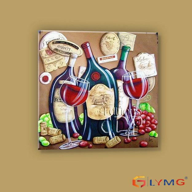 Dimanta mozaīka 5d 30x30cm (35x35cm) vīns, augļi, glāzes