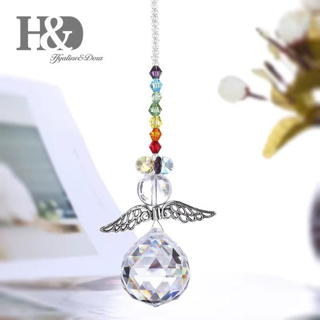 Krištolinis vaivorykštinis angelas – langų pakabukas ir saulės gaudyklė