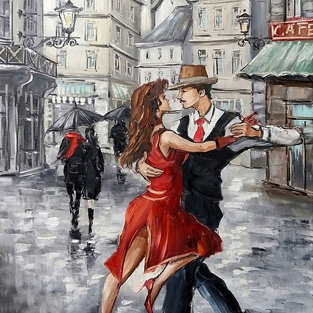 Diamond Painting 5D 30x30cm (35x35cm) Romantic Tango in Street