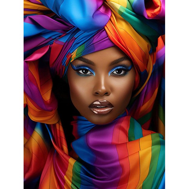 Diamond Painting 5D 30x40cm (35x45cm) Woman Portrait with Colorful Headwrap