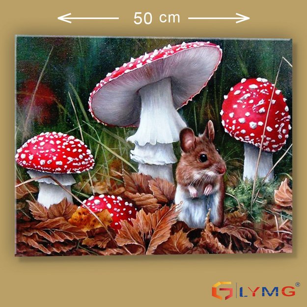 5D diamond painting set 40x50cm (45x55cm) squirrel, mushrooms