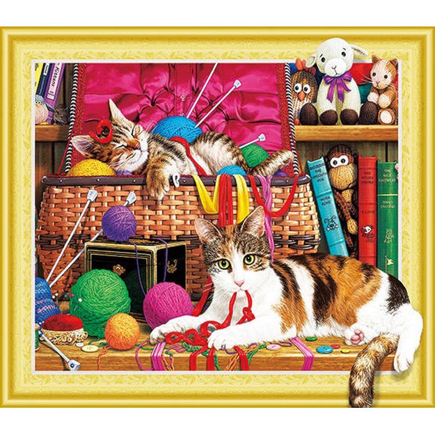 5D diamond painting set 40x50cm (47x57cm) two cats and threads