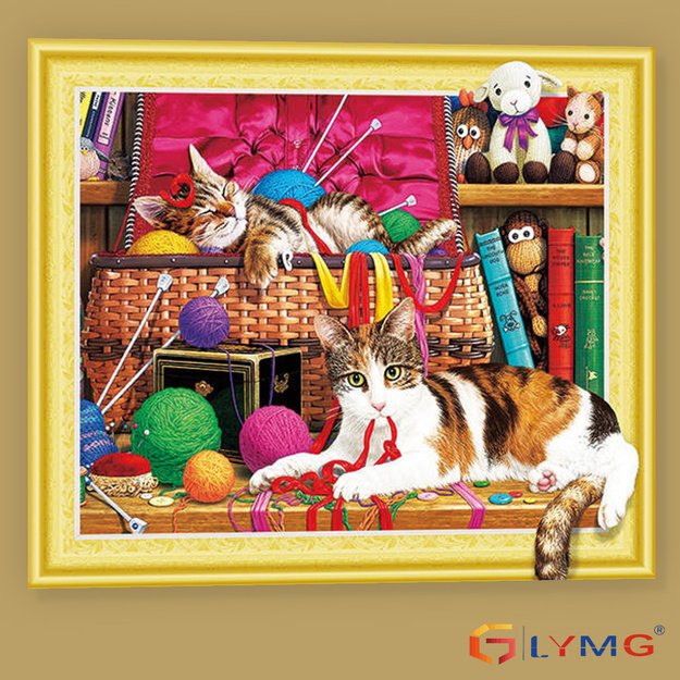 5D diamond painting set 40x50cm (47x57cm) two cats and threads