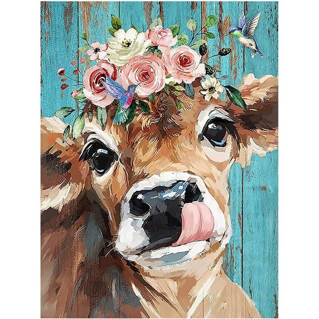 Deimantinė mozaika 5d 30x40cm (25x35cm) karvutė