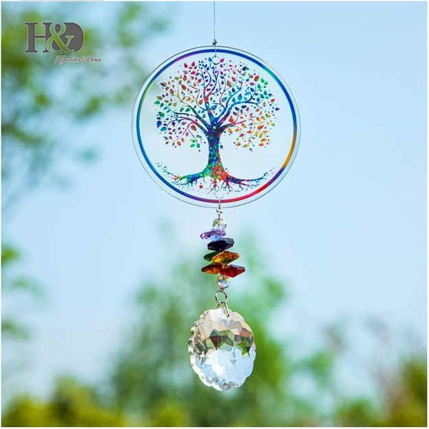 Hanging Decoration with Tree of Life and Crystal Drop - crystal H&D