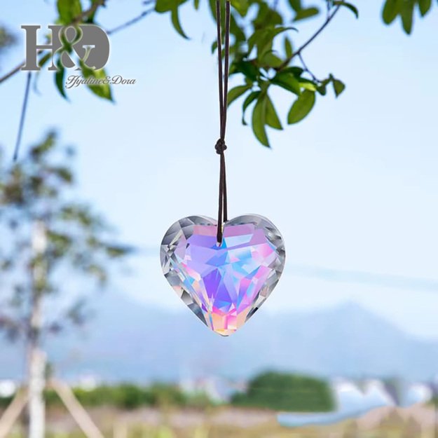 Rainbow Crystal Heart Pendant – Window Decoration and Light Catcher - crystal H&D