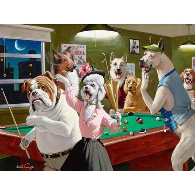 Diamond Painting 5D 40x30cm (45x35cm) Dogs Playing Pool