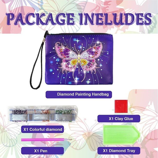 Diamond Painting Bag “Butterfly”, 21x16 cm, DIY Kit