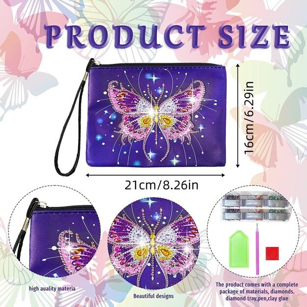 Diamond Painting Bag “Butterfly”, 21x16 cm, DIY Kit