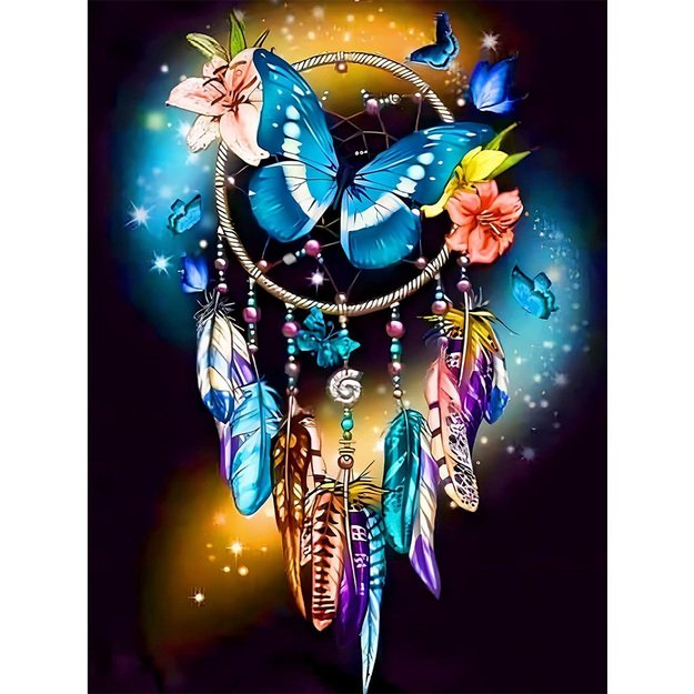 Diamond Painting 5D 30x40cm (35x45cm) Dreamcatcher with Butterfly