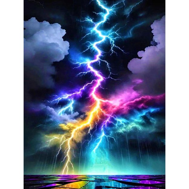 Diamond Painting 5D 30x40cm (35x45cm) Colorful Lightning in Sky
