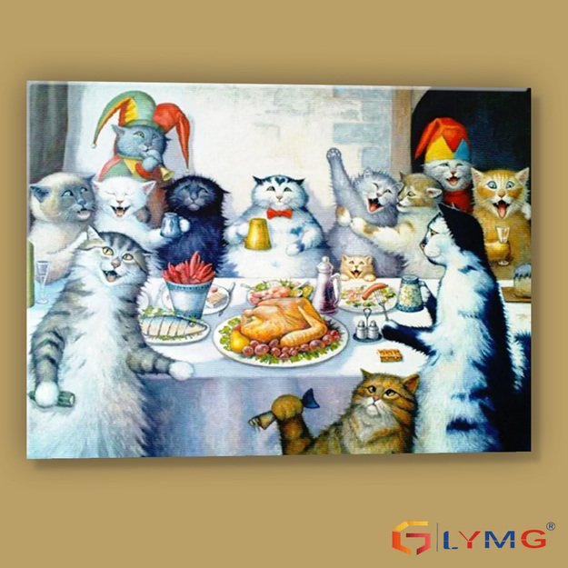 5D diamond painting set 30x40cm (35x45cm) cat feast