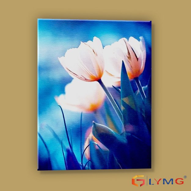 Dimanta mozaīka 5d 30x40cm (35x45cm) baltās tulpes