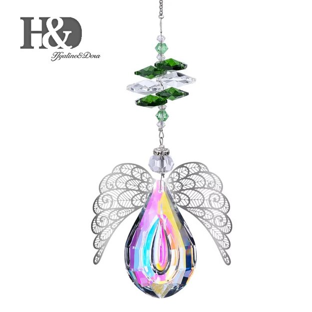 Sun catcher with crystal pendant and angel wings – window decoration - crystal H&D