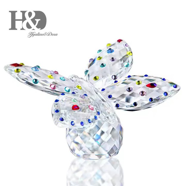 Crystal Butterfly Figurine with Colorful Rhinestones – Table Decoration - crystal H&D