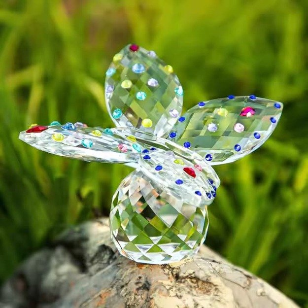 Crystal Butterfly Figurine with Colorful Rhinestones – Table Decoration - crystal H&D