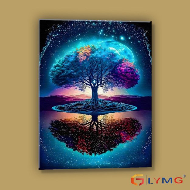Diamond Painting 5D 30x40cm (35x45cm) Tree of Life with Moon Reflection
