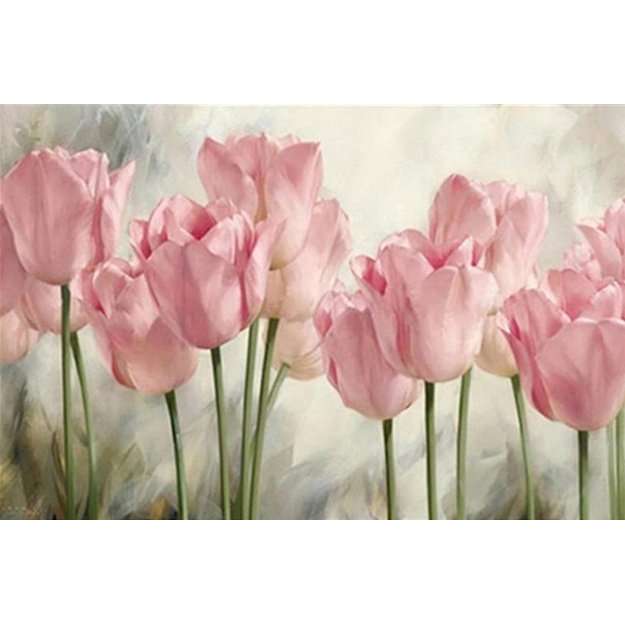 Diamond Painting 5D 60x40cm (65x45cm) Pink Tulips
