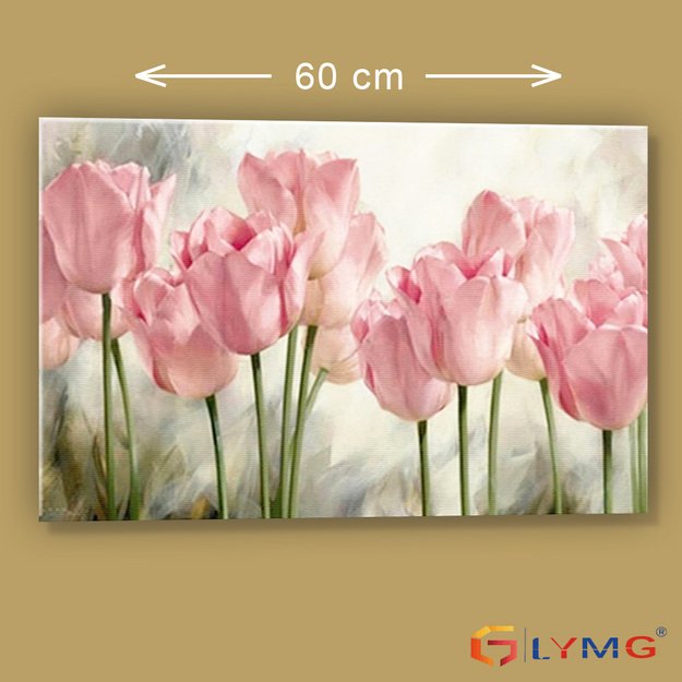 Diamond Painting 5D 60x40cm (65x45cm) Pink Tulips