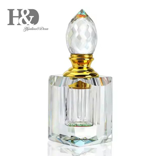 3 ml kristāla smaržu pudelīte ar aplikatoru – elegants dekoratīvs flakons aromātiem (8,5 × 4 cm)