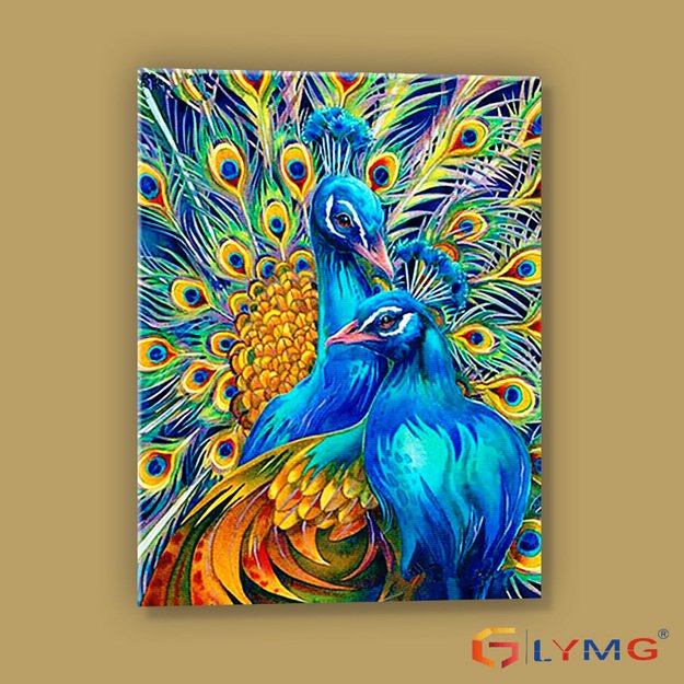 Diamond Painting 5D 40x30cm (45x35cm) Two Blue Peacocks