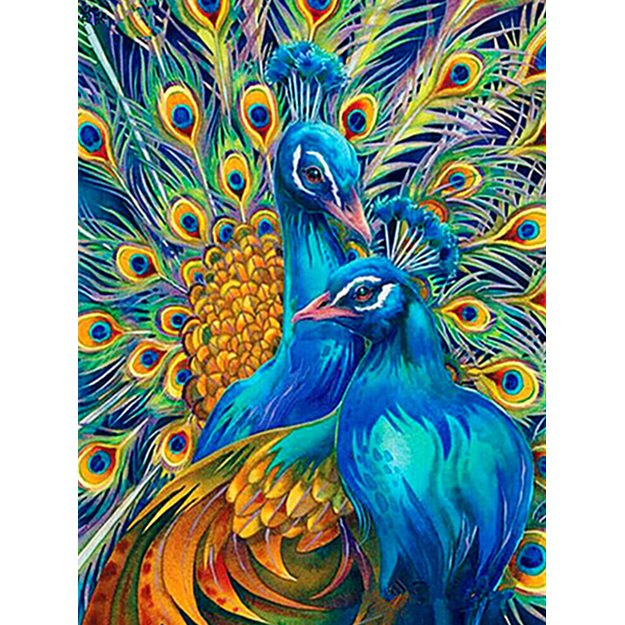 Diamond Painting 5D 40x30cm (45x35cm) Two Blue Peacocks