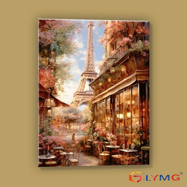 Diamond Painting 5D 30x40cm (35x45cm) Paris Café with Eiffel Tower