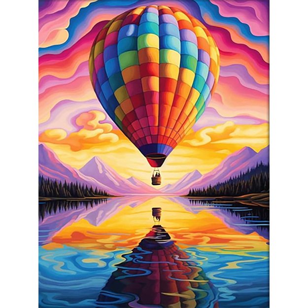 Diamond Painting 5D 30x40cm (35x45cm) Colorful Hot Air Balloon over Lake